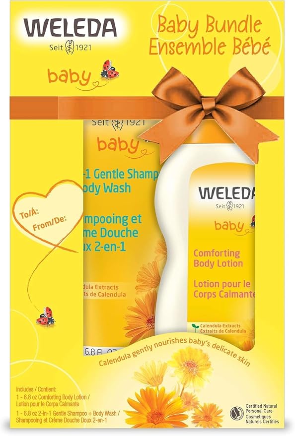 Weleda Baby Calendula Body Lotion and Shampoo-Body Wash Bundle, 6.8 Fluid Ounce (Pack of 2), Plant Rich Baby Care with Calendula and Sweet Almond Oil