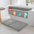 Bath Kneeler and Elbow Rest Pad Set - 2 inch Comfortable Thick Baby Bath Kneeler Pads, with Toy Organizer Pockets - Quick Drying, Foldable, Non-Slip for Baby and Toddler Bathing (Grey)