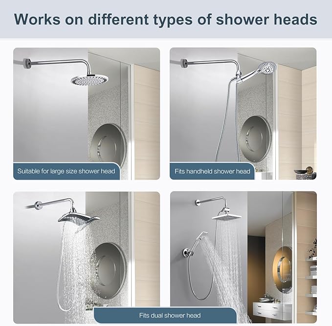 BRIGHT SHOWERS 16-Inch Shower Head Extension Arm with Flange, L Shaped Shower Extender, Extra-Long Stainless Steel Shower Pipe, Chrome