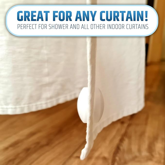 Powerful Anti-Billowing Magnetic Shower Curtain Weights for Splash-Free Bath Experience - 360° Silicone Wrapped - Will Never Rust - Heavy Magnets Prevent Curtain Liners from Blowing | 8 Pairs | White