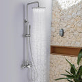 RBROHANT Outdoor Shower, Wall Mount Outdoor Shower Kit, Outside Shower Faucet with Height Adjustable Rain Shower Head and Handheld, Exposed Shower System for Pool, Wall Mounted, Brushed Nickel, JK0290