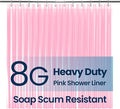 LiBa Bathroom Shower Curtain Premium PEVA Non-Toxic, Pink Clear Waterproof Plastic Shower Curtain Liner with Rust Proof Grommets 8G Bathroom Accessories 72x72