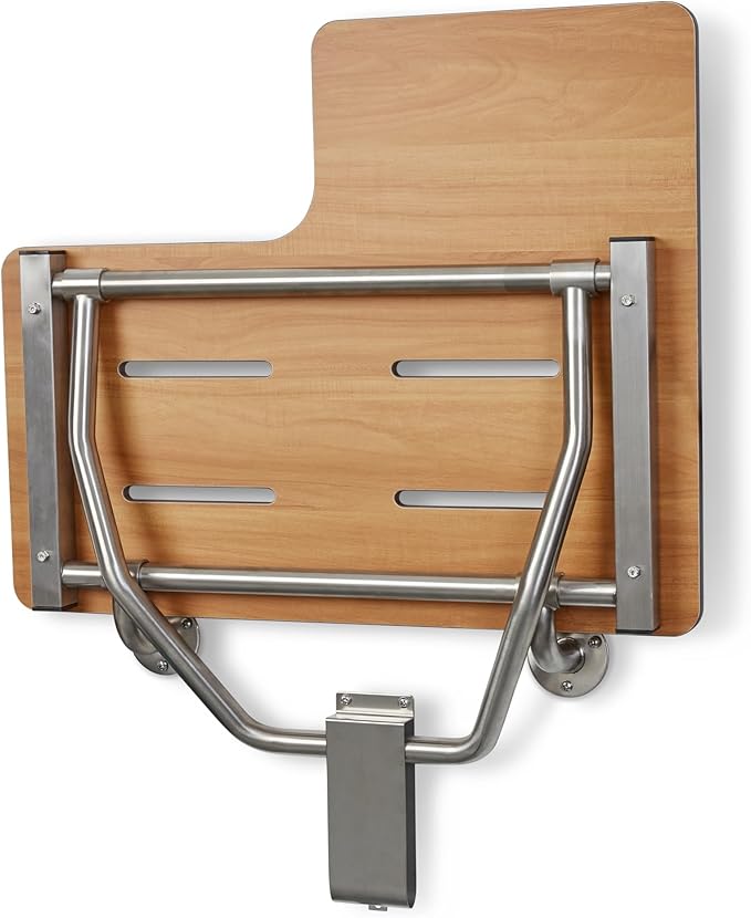 Seachrome 32" x 22.5” Teak Reversible Folding Transfer Tub/Shower Seat, ADA Compliant