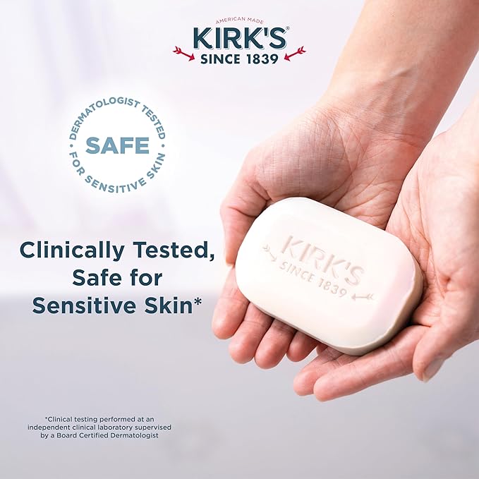 Castile Bar Soap by Kirkâ€™s | Clean Soap for Men, Women & Children | Premium Coconut Oil | Sensitive Skin Formula, Vegan | Fragrance-Free/Unscented | 4 oz. Bars - 4 Pack