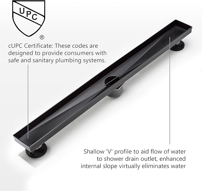 HEATGENE Linear Shower Drain 36-Inch, Stainless Steel Rectangle Shower Floor Drain with 2-in-1 Flat & Tile Insert Cover, Shower Drain with Hair Strainer, Venetian Bronze