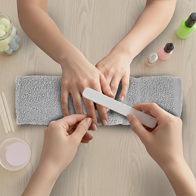 Hand Towels - Pack of 40, 16 x 27 Inches, 100% Cotton, Grey, Highly Absorbable, Facial, Gym, Hair, Face Towels