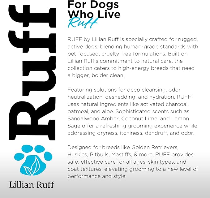 Ruff by Lillian Ruff Sandalwood Coconut Oatmeal Conditioner for Dogs – Moisturize & Soothe Dry Itchy Skin, Promote Healthy Coat, Tear-Free, Sulfate-Free, Paraben-Free, Made in USA (Gallon with Pump)
