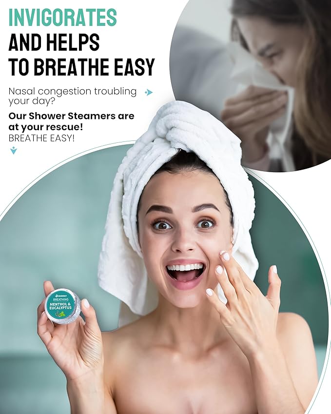 Shower Steamers Aromatherapy 15 Pack, Menthol & Eucalyptus Shower Bombs with Natural Essential Oils, Quick Relief Nasal Congestion, Relaxation & Self Care Gifts for Women & Men