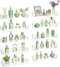 10PCS Acrylic Floating Shelves for Wall, 15" Clear Acrylic Shelves, Bathroom Shelf with Two Types of Installation, Space Saving Hanging Wall Shelf for Bathroom, Living Room, Bedroom, Kitchen