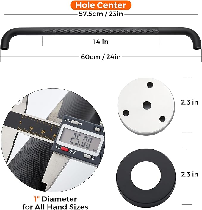 Grab Bars for Shower, 1 Pack 24-Inch Anti Slip Shower Handles for Elderly, Safety Shower Grab Bar, Stainless Steel Handicap Grab Bars for Bathroom (Black 1" Diameter)
