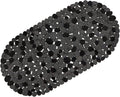 WELTRXE Pebbles Bath Mat for Tub Black Non-Slip Bathtub Mat with Suction Cups, Drain Holes for Bathroom Showers, Tub, Machine Washable, BPA, Latex Free Oval Shower Mats Bath Tub mat, 27 x 14 Inch
