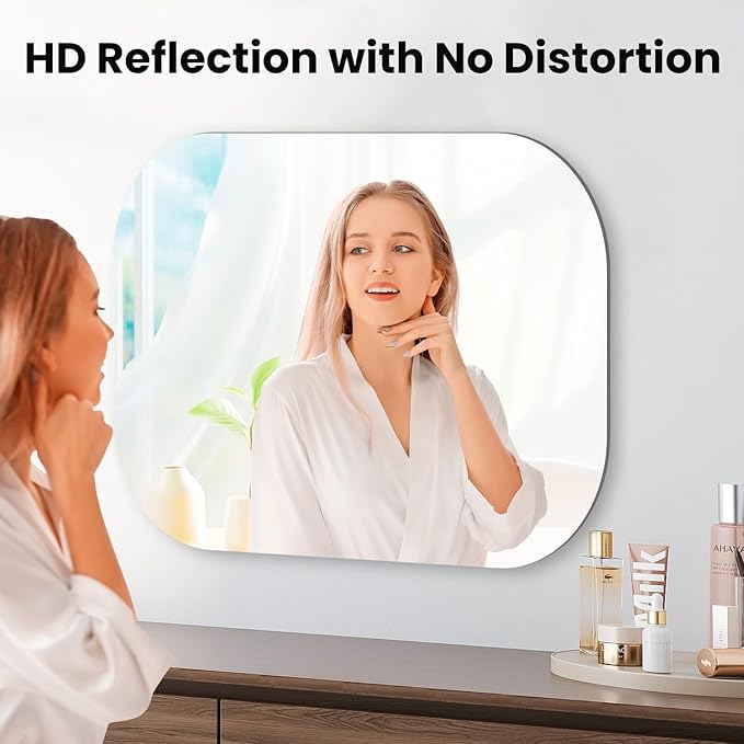 VASUHOME Frameless Bathroom Mirror, 24 x 24 Inch Wall Vanity Mirror, Large Wall Mounted Mirrors for Bathroom, Living Room, Bedroom, Entryway