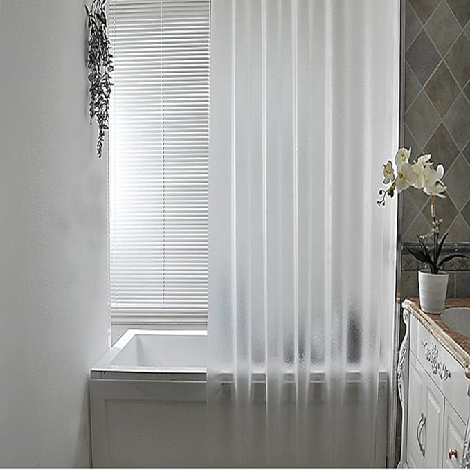 AooHome Shower Stall Curtain Liner for Small Size 48x72 Inch, 8G Eva RV Shower Curtain Frosted Pattern, Narrow Standing Single Water Repellent Shower Liner, Semi Transparent