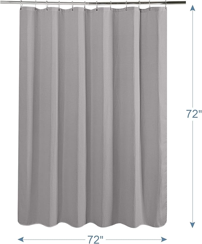 AmazerBath Grey Shower Curtain, Waffle Shower Curtain Gray, Premium Fabric with Waffle Weave, Heavy Duty 240GSM, Hotel Quality Bathroom Shower Curtains, 72 x 72 Inches