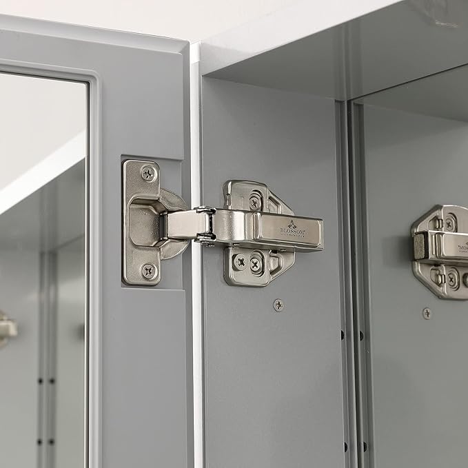 Blossom 20x26 Inch Aluminum Medicine Cabinet with Mirror – Recessed or Surface Wall Mounted Bathroom Storage with Adjustable Glass Shelves, Soft Close Hinges, Rust-Resistant and Modern Mirrored Design