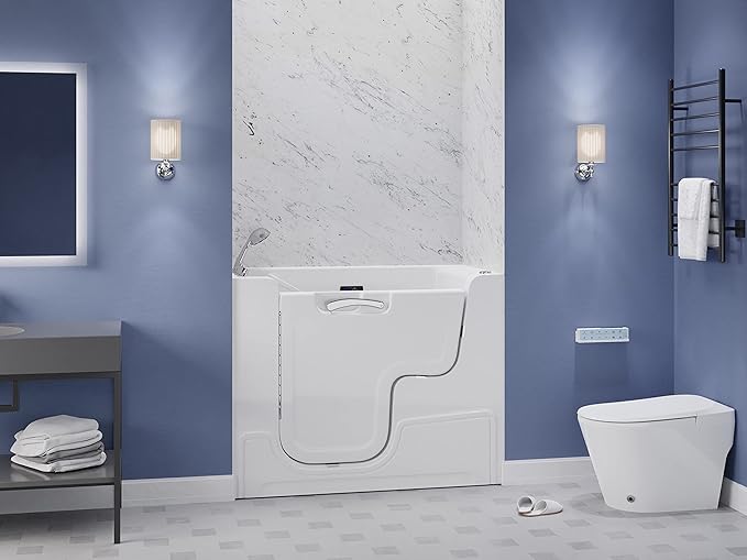 ANZZI Walk In Tub for Seniors 29"x53" Left Drain ADA Wheelchair Accessible - 30 Therapeutic Jets, Quick Fill Faucet, Aromatherapy, Chromatherapy - Compact Design | 2953WCLWD