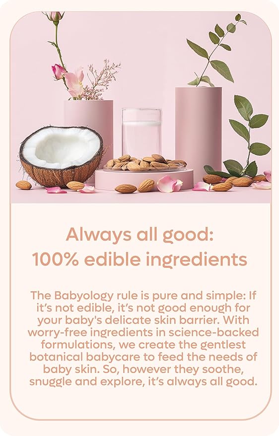 Babyology - 100% Edible Ingredients - All Natural Baby Wash and Shampoo Lavender + Organic Baby Lotion SET - 12 FL OZ Good for Sensitive Skin or Eczema - Non Toxic - Fragrance Free (Set of 2)