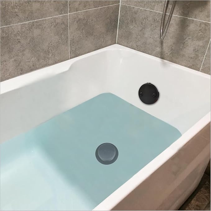 1-1/2" Bathtub Drain Kit Wellup Tubular Tip Toe Bath Waste Drain Kit, Touch-Toe Black Tub Drain Replacement Kit with Tip Toe Drain Stopper, PVC Plastic Pipe Tub Overflow Drain Cover, Matte Black