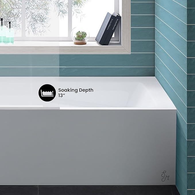 Swiss Madison Well Made Forever SM-AB541 Voltaire Alcove Tub with Armrest 60" x 30" in Glossy White