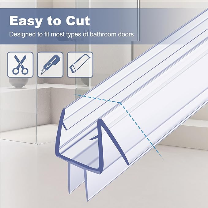 4-Pack Frameless Shower Door Bottom Seal for 1/4 Inch Thick Glass Doors – Stop Shower Leaks and Create a Water Barrier (1/4” x 39”)