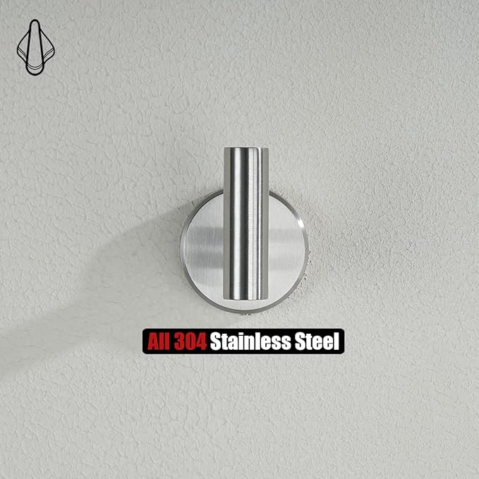 JQK Bath Hardware Towel Bar Accessory Set, 5-Piece Bathroom Accessories Fixtures Set Brushed Finished Wall Mount Includes 24" Towel Bar, 9" Hand Towel Bar, Toilet Paper Holder, Robe Hook x2, BAS105-BN