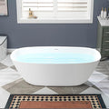 WOODBRIDGE 67" L x 32-5/8" W Luxury Contemporary Solid Surface Stone Resin Freestanding Bathtub in Matte White