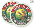 Badger Sore Muscle Rub, 100% Organic Sore Muscle Cream, Cayenne & Ginger Warming Sore Muscle Relief, Recovery & Relaxation, Long Lasting, Great Smelling, 2 oz Tin, 2-Pack