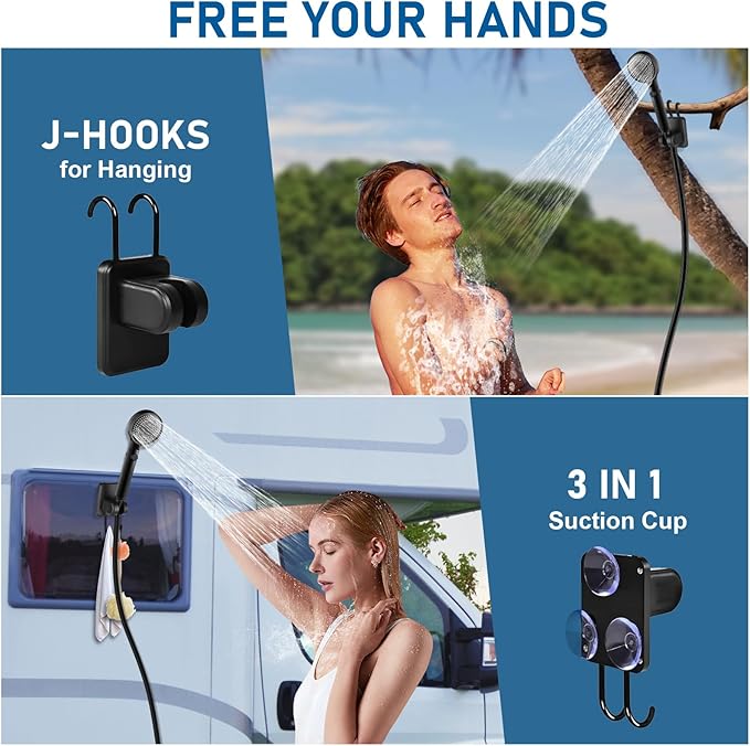 Portable Shower with Heater, Long-Lasting 6000mAh Rechargeable Camping Shower with 1500W Auto-Off Immersion Water Heater, Ideal for Outdoor Camping, Travel, Car Washing, Pet Bathing