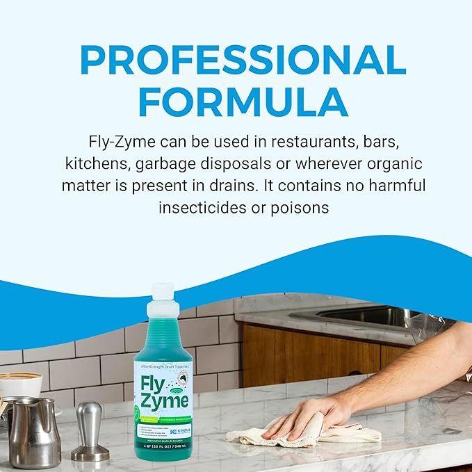 Kinzua Environmental Fly-Zyme, Highly Concentrated Enzyme Drain Cleaner for Pipes & Fruit Flies, Citronella Scented Organic Waste Degrader & Odor Neutralizer, 32 fl oz, Pack of 2