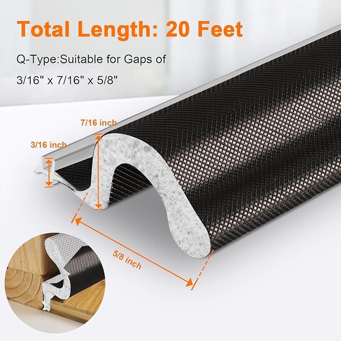 Storystore Door Weather Stripping 20 FT, Foam Kerf Weather Stripping Door Seal for Doors and Windows Insulation with Slot Card Frame