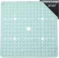 ENKOSI Large 27 x 27 inch Square Non-Slip Shower Mat | Anti Slip Shower Stall Mat for Elderly and Young | Durable Shower Mat with Strong Secure Suction Cups and Drain Holes (27x27 Aqua Green)