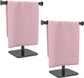 RUACQ T-Shape Hand Towel Holder Stand, Weighted Base Towel Rack, 12" Countertop Towel Holder for Bathroom, 304 Stainless Steel, Heavy Duty (Matte Black, 2 Pack)