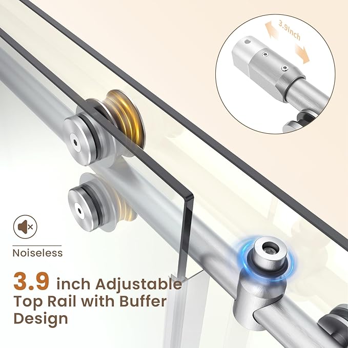 Bathbliss Glass Shower Door 56"-60" Wx76 H,Frameless Sliding Glass Door with 5/16"(8mm) Tempered Glass Shower with Brushed Nickel Finish