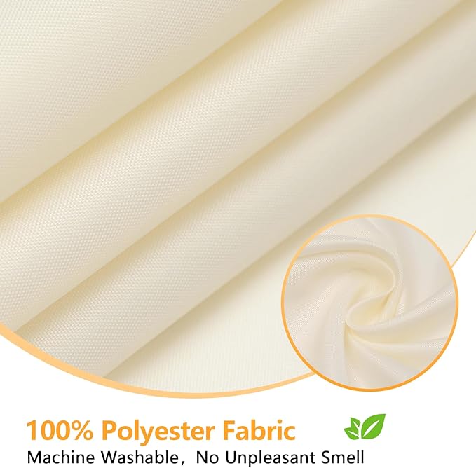 Waterproof Fabric Shower Curtain Liner with 3 Extra-Large Magnets, 72 x 72 inch Washable Cloth Shower Liner Elegant Hotel Quality, Neutral Cream Lightweight Shower Curtain for Bathroom