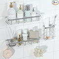 Shower Caddy Organizer with Hooks,Self Adhesive Bathroom Shelves,Shower Shelves,No Drilling Bathroom Organizers and Storage,Perfect for RV, Apartment, Home Decor,Silvery 3PK