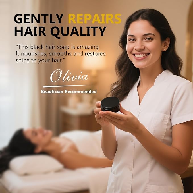 Black Hair Soap Bar with Bamboo Charcoal & Herbal Extracts - Natural Solution for Youthful Hair ﻿