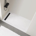 MORVANO 32 x 60 x 4 Shower Base with Single Threshold Rectangular Left Drain Location Shower Base in Glossy White, Acrylic Shower Pan with Black Stainess Steel Cover, Left Drain