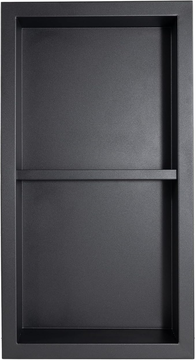 Stainless Steel Shower Niche No Tile Needed Recessed with Two-Tier Shelves, 24" x 12" Recessed Wall Niche Shelf for Bathroom Storage Black