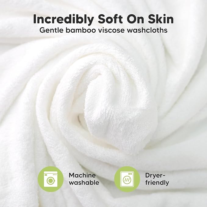 6-Pack Baby Washcloths - Soft Absorbent Viscose from Bamboo Wash Cloths for Babies, Kids, Toddlers, Infant, Newborn Bath Towels, Gentle on Sensitive Skin, 10x10 Reusable Face Towels (Verde)