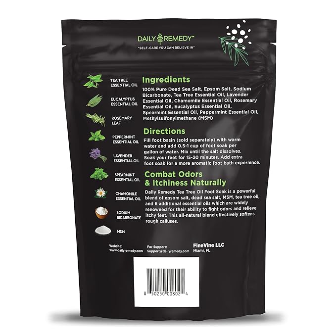 Tea Tree Oil Foot Soak with Epsom Salt - Made in USA - 16 Ounces