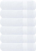 GLAMBURG Ultra Soft 6-Piece Hand Towel Set 16x28-100% Ringspun Cotton - Durable & Highly Absorbent Hand Towels - Ideal for use in Bathroom, Kitchen, Gym, Spa & General Cleaning - White