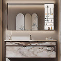 36IN Modern Bathroom Vanity with Sink - Bathroom Vanity with Drawer Organizer, LED Mirror Lights & Defogging Function | Wall - Mounted Vanity with Silver Sink Faucet
