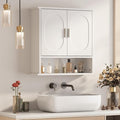 Medicine Cabinet for Bathroom,2 Doors White Bathroom Wall Cabinet with Oval,Over Toilet Storage Cabinet for Laundry Room/Kitchen/Living Room,Surface Mount Medicine Cabinets 23x24