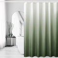 Gibelle Long Shower Curtain 72 x 78, Tall Sage Green Ombre, Waffle Weave Fabric, Water Repellent, Machine Washable