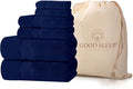 100% Cotton Bath Towel Set, Set of 6 Bath Towels, 2 Bath Towel, 2 Hand Towels, 2 Wash Cloths for Showering, Highly Absorbent Bathroom Set, Super Soft & Quick Dry Towels for Bathroom, Navy Blue