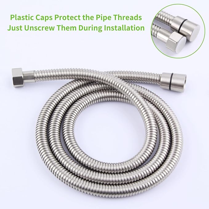 Brushed Nickel Shower Hose 59", Angle Simple Stainless Steel Replacement Head Hose, Flexible Hand Held Sprayer, 1/2" IPS