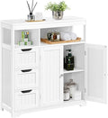 Yaheetech Bathroom Floor Cabinet, Wooden Storage Organizer with 3 Drawers and 2 Open Shelves, Freestanding Storage Cabinet with a Large Bottom Cabinet for Bathroom, Living Room, Kitchen, White