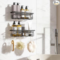 Shower Caddy, 2-Pack No Drilling Rustproof Organizer with Save Space Hooks, Apartment Essentials for Bathroom, No Drilling Shelves for Kitchen & Living Room