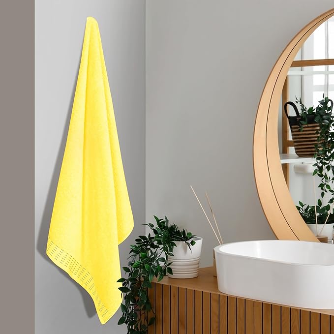 Cotton 2 Pack Oversized Bath Towel Set 28x55 inches, Large Bath Towels, Ultra Absorbant Compact Quickdry & Lightweight Towel, Ideal for Gym Travel Camp Pool - Lime Yellow
