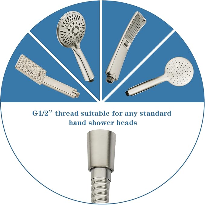 BRIGHT SHOWERS Shower Hose For Hand Held Shower Heads, 79 Inches Cord Extra Long Stainless Steel Hand Shower Hose, Ultra-Flexible Replacement Part with Brass Insert, Brushed Nickel